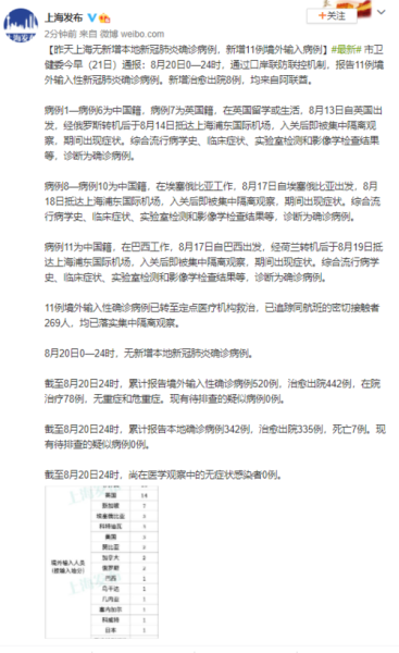 上海新增11例境外输入病例(上海疫情境外输入最新情况)