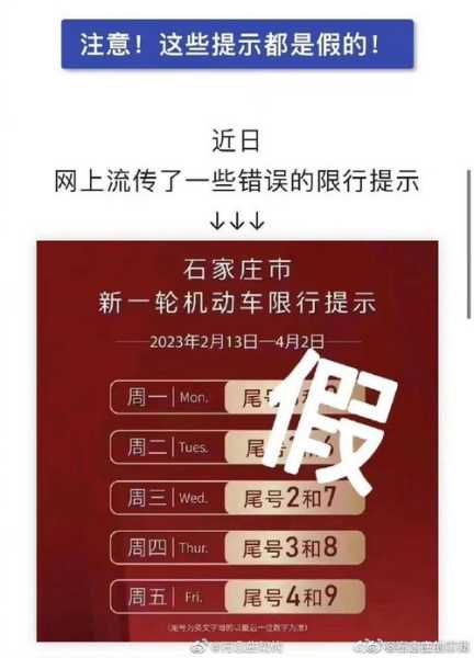 石家庄从2月13日开始限行(石家庄尾号限行)