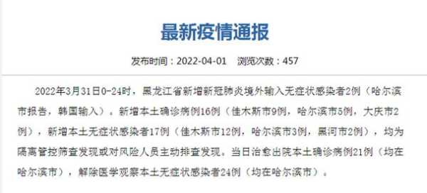 黑龙江新增本土确诊10例,黑龙江新增40例确诊 50例无症状
