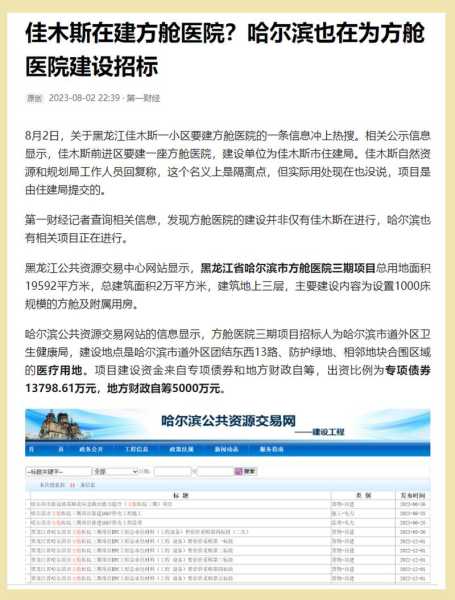 哈尔滨为方舱医院建设招标,哈尔滨建方舱医院